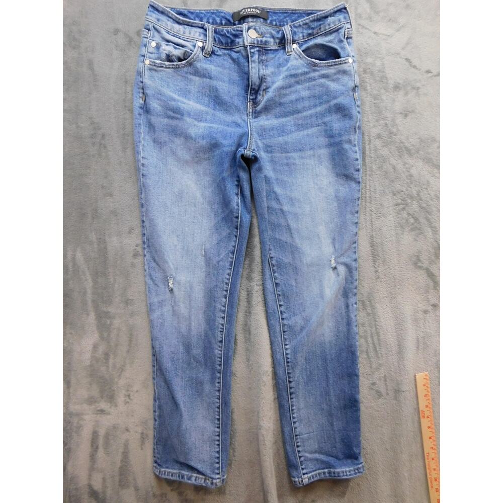 Liverpool Los Angeles Jeans Womens 8 Blue Boyfriend Marley Light Wash Distressed